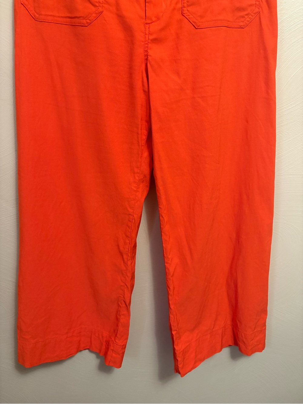 Anthropologie Maeve The Colette Cropped Wide-Leg Trousers Orange Red Size 31 - Picture 7 of 13